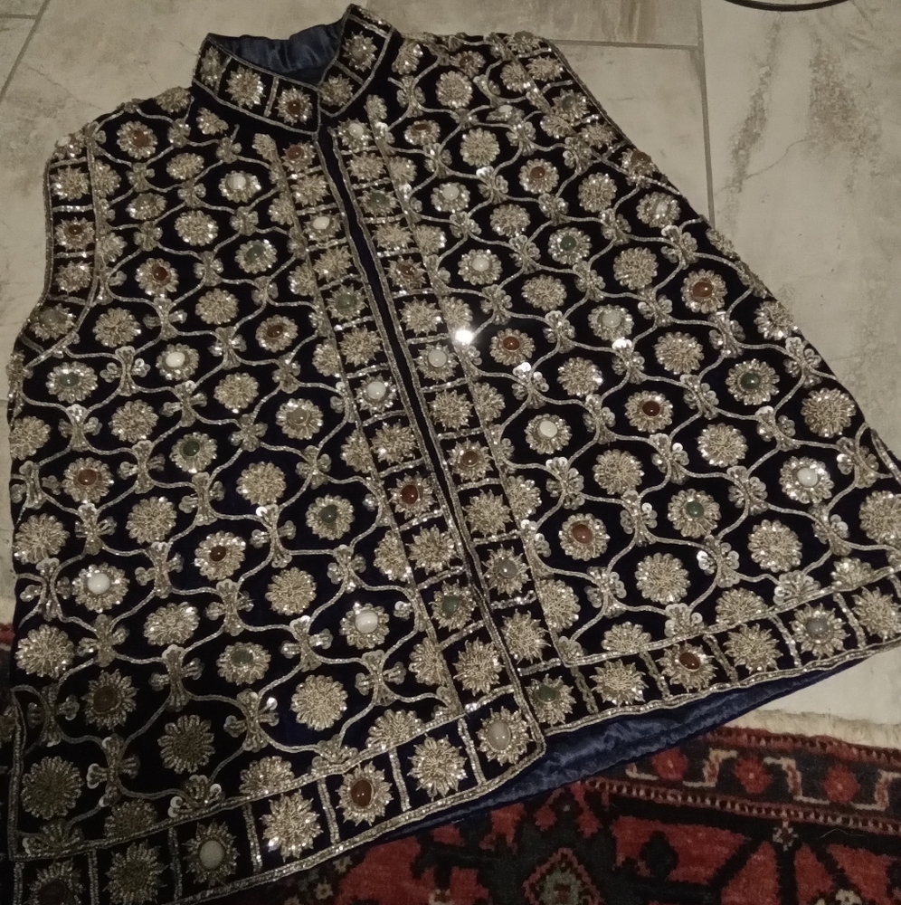 Indian Groomsman Ceremonial Vest / Genuine Semiprecious Stones